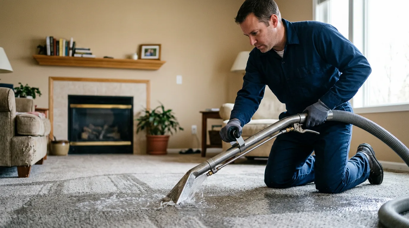 Water damage restoration technician working near Shelby, OH